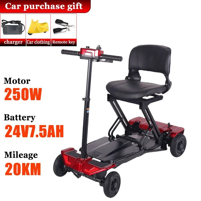 4-Wheeler Senior Scooter Disabled Electric Scooter Portable Commuting Comfortable Seat Elderly Leisure Adult Mobility Scooter