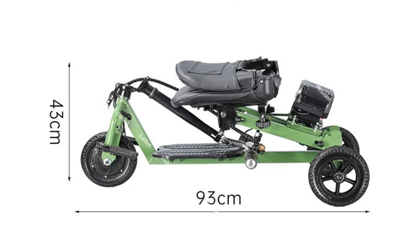 Portable Foldable Electric Scooter With 3 Wheels For Adults 350W 48V Elderly Electric Tricycle With Basket Armrest