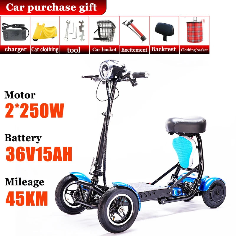 Mini Small Disabled Mobility Scooter Portable Removable Battery Adult Electric Tricycle Elderly Commuting Fold Electric Scooter