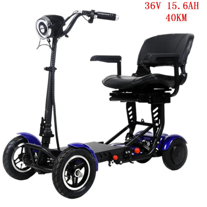 Lightweight Travel Electric Scooter For Women 500W 36V Mobility Scooters 4 Wheels Folding With Removable Armrest