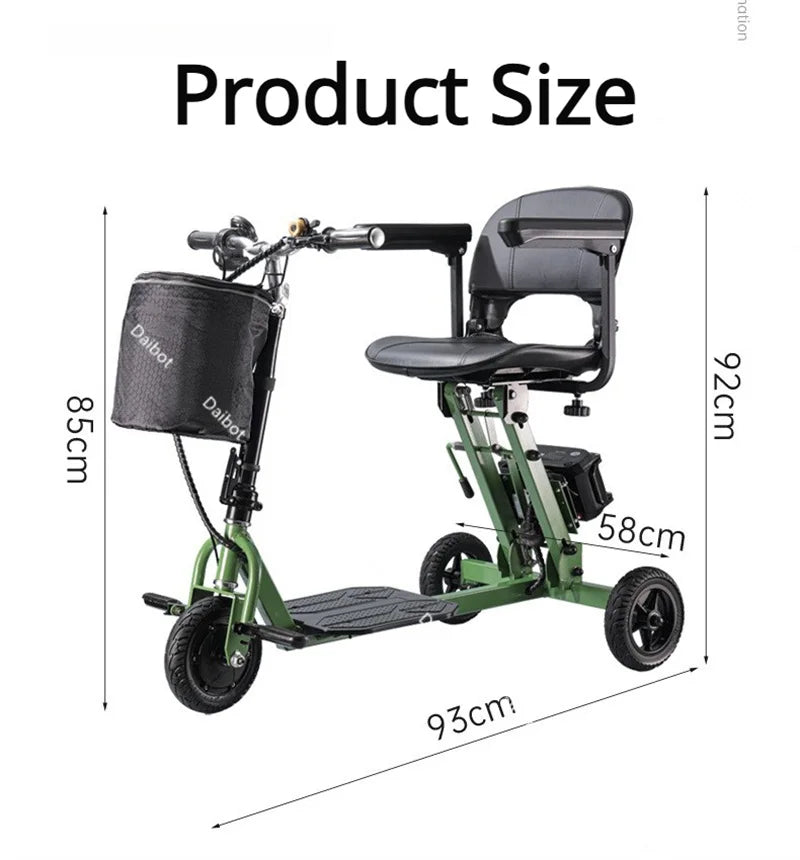 Portable Foldable Electric Scooter With 3 Wheels For Adults 350W 48V Elderly Electric Tricycle With Basket Armrest