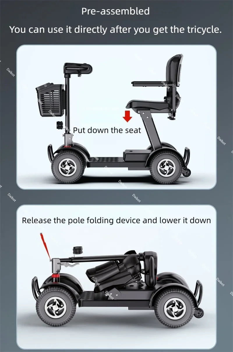Travel Mini Electric Scooter 4 Wheel City With Seat That Folds For Adults Seniors 350W Pre-Assembled Folding Mobility Scooter