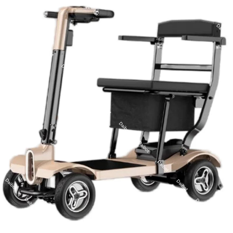 4 Wheel Travel Electric Scooter Foldable Portable With Seat For Old People 24V Mobility Scooter Lightweight Removable Battery