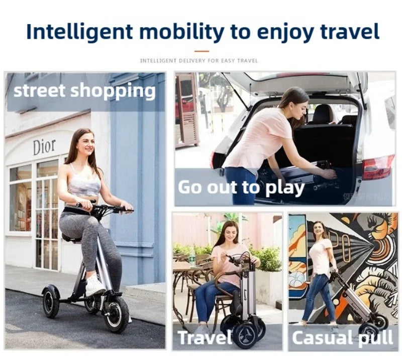 NEW Adult Leisure Light Electric Dirt Bike Mini Small Portable Fold Electric Tricycle Elderly Riding Commuting Electric Scooter