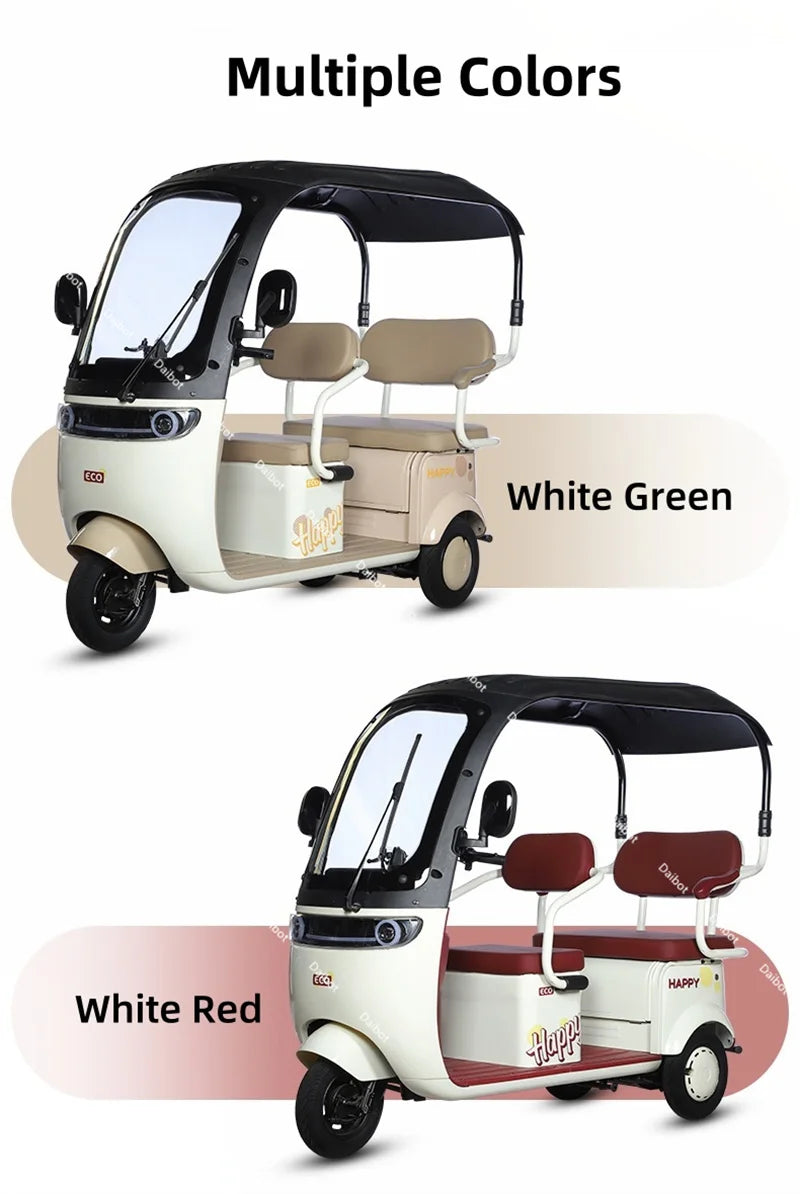 Cargo Electric Tricycle Elderly Mobility Scooter With Passenger Seat For Adult 1000W Family Electric Scooter 3 Wheel With Roof