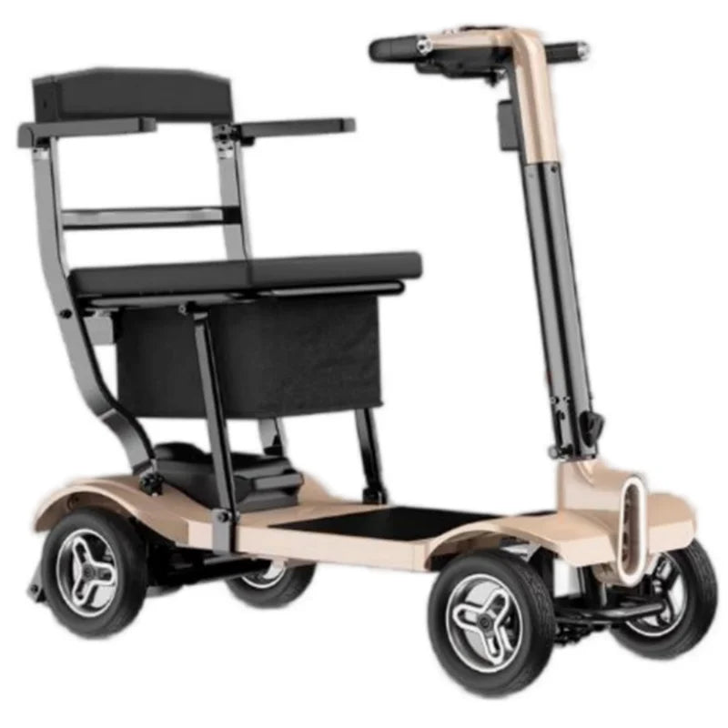 4 Wheel Travel Electric Scooter Foldable Portable With Seat For Old People 24V Mobility Scooter Lightweight Removable Battery