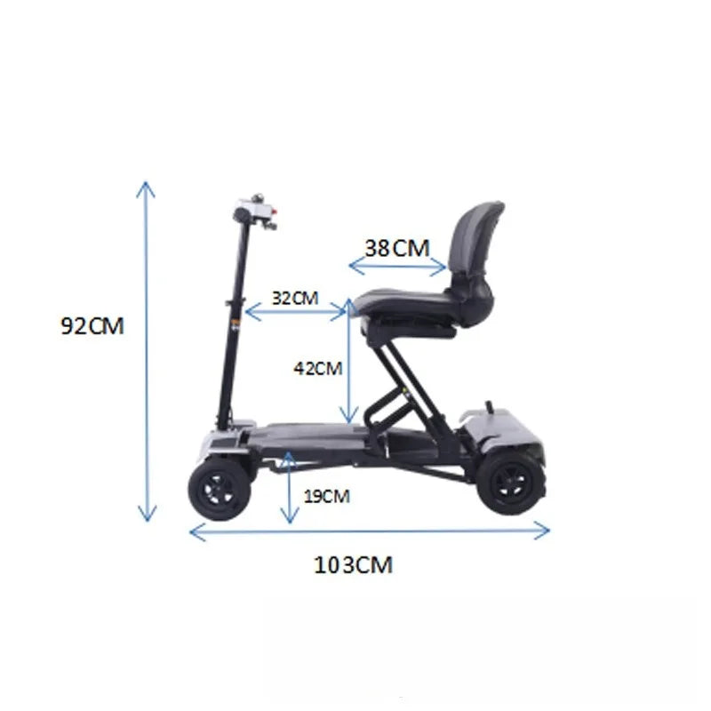 4-Wheeler Senior Scooter Disabled Electric Scooter Portable Commuting Comfortable Seat Elderly Leisure Adult Mobility Scooter