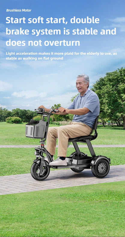 Disabled Commuting Mobility Scooter Mini Small Elderly Leisure Electric Bike Folding Removable Lithium Battery Electric Tricycle