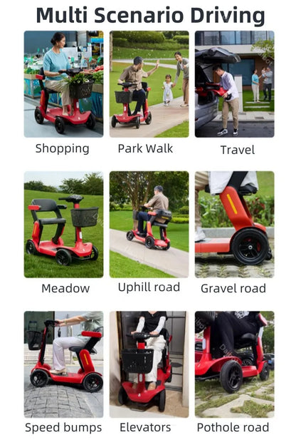 Folding Adult Electric Scooter For Long Distance With Seat 250W Senior Mobility Scooter Foldable For Travel With Basket