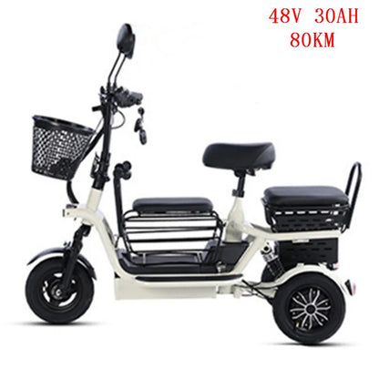 3 Seater Parent Child Electric Scooter 3 Wheel Foldable Baby Seat For Long Distance 800w 48v Mini Electric Tricycle For Women