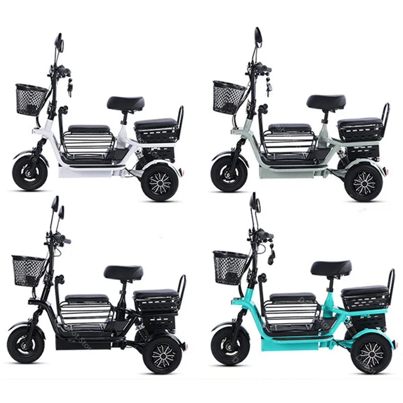 3 Seater Parent Child Electric Scooter 3 Wheel Foldable Baby Seat For Long Distance 800w 48v Mini Electric Tricycle For Women