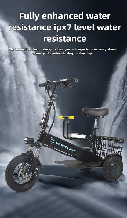 Removable Lithium Battery Electric Tricycle Folding Electric Scooter Mini Small Commuting Disabled With Basket Mobility Scooter