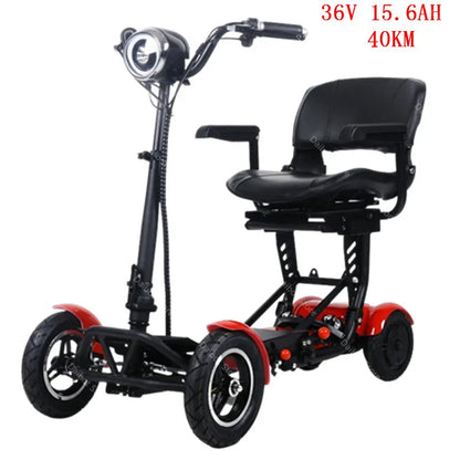 Lightweight Travel Electric Scooter For Women 500W 36V Mobility Scooters 4 Wheels Folding With Removable Armrest