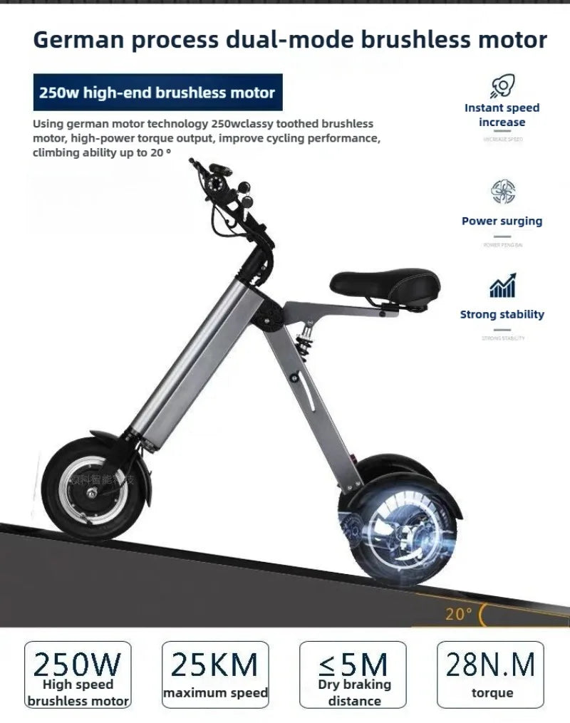 NEW Adult Leisure Light Electric Dirt Bike Mini Small Portable Fold Electric Tricycle Elderly  Riding Commuting Electric Scooter