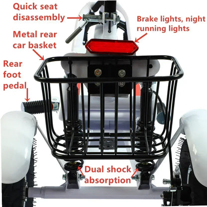 Adult Electric Tricycle 12inch Portable Scooter for Men and Women for Adults Folding Mini Small 3-wheeled Electric Car Elderly