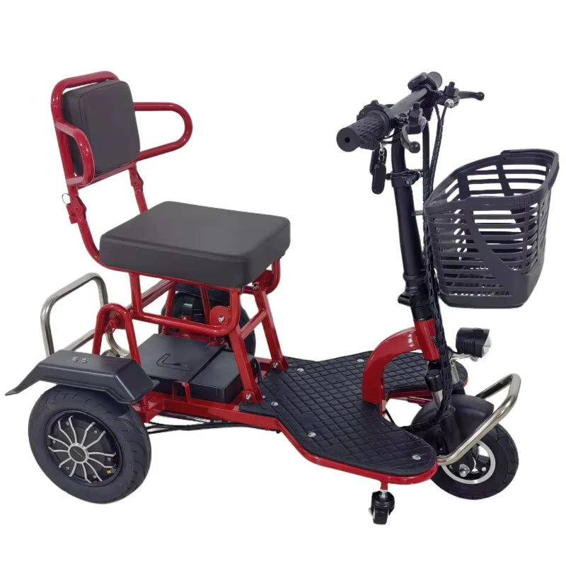 700W Powerful 3 Wheel Mobility Scooter With Seat For Elderly Folding Double Motor Electric Scooter With Pull Rod Luggage Travel