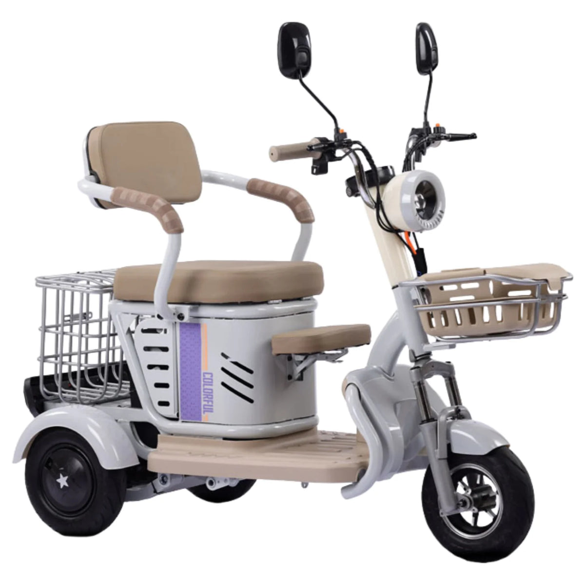 Large Capacity Basket 600W High Power Adult Flowing Electric Tricycle Household Elderly Leisure Small Disabled Mobility Scooter