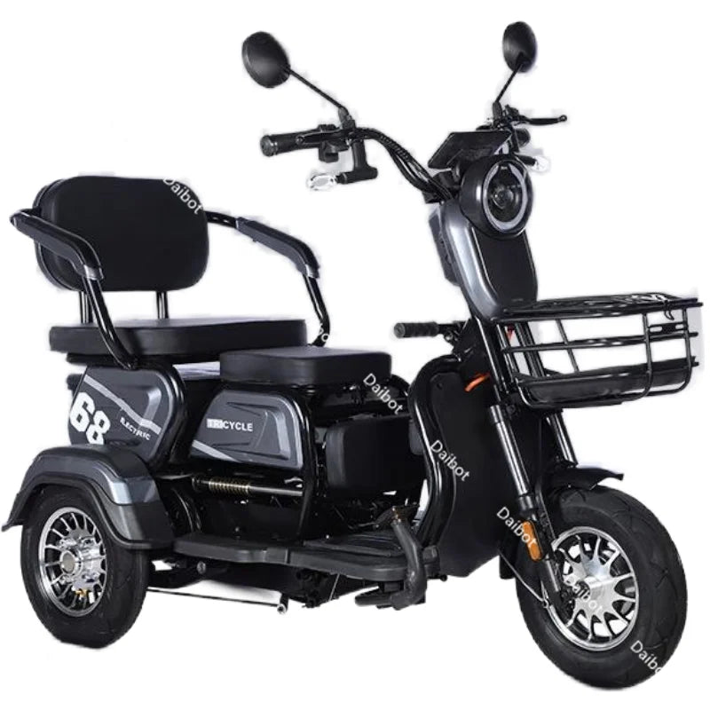 3 Wheel All Terrain Parent Child Electric Scooter 3 Seater For Elderly Adults 600W 48V Old Man Scooter Electric Tricycle Disable