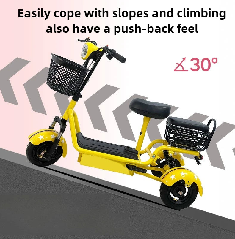 Removable Battery Elderly Leisure Bicycle Small Folding Adult Electric Tricycle with Basket 3 Seats Commuting Electric Scooter