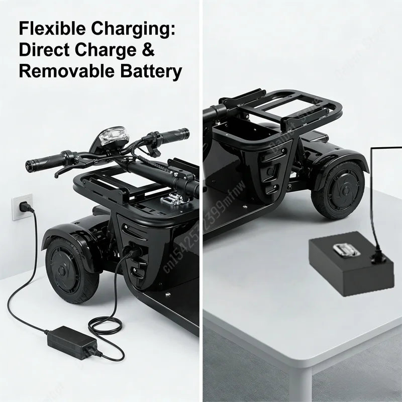 Mini Folding Electric Scooter For Elderly With Training Wheels 500W 36V 3 Wheels Mobility Scooter With Basket For Old People