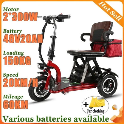 Elderly Fold Leisure Electric Scooter Mini Portable Disabled Electric Tricycle Removable Lithium Battery Adult Mobility Scooter