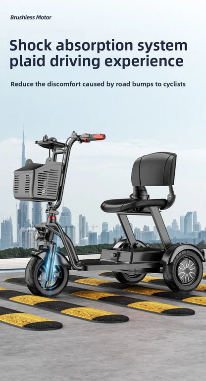 Disabled Commuting Mobility Scooter Mini Small Elderly Leisure Electric Bike Folding Removable Lithium Battery Electric Tricycle
