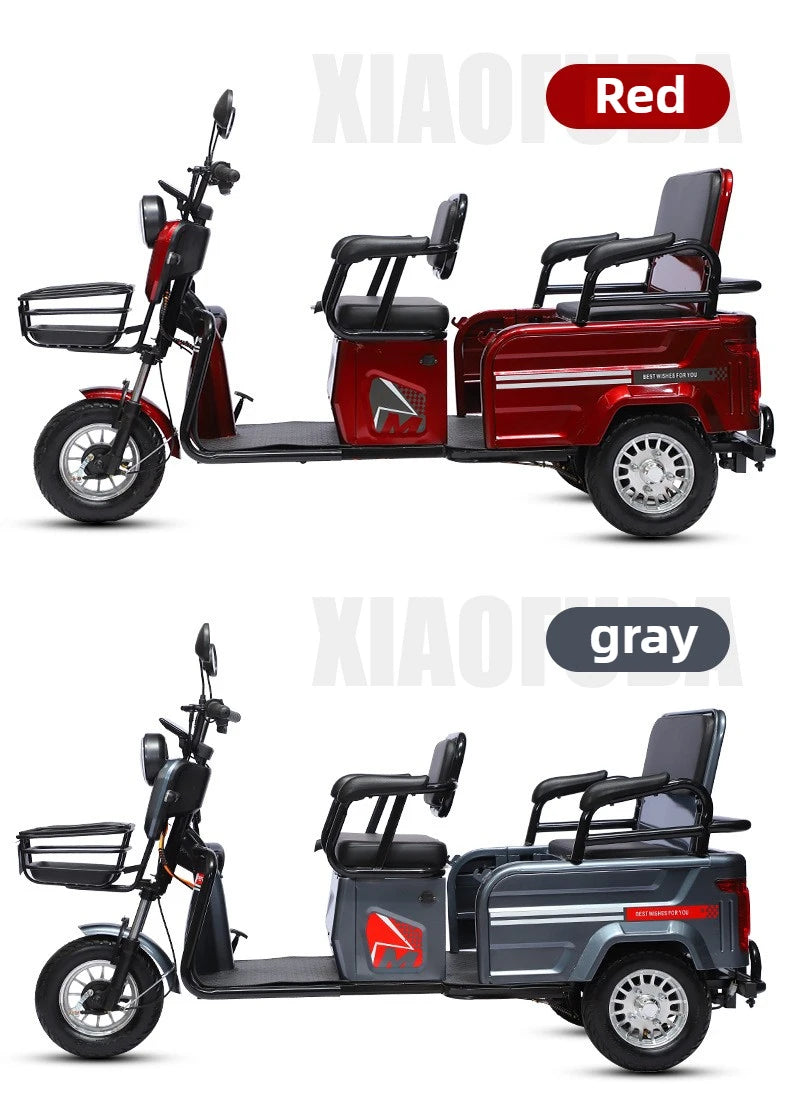 Adult 1200W High Power Motor Passenger and Cargo Electric Tricycle Lithium Household Front and Rear Shock Absorption System