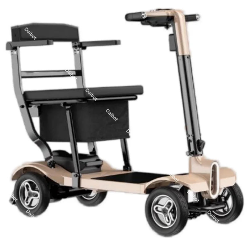 4 Wheel Travel Electric Scooter Foldable Portable With Seat For Old People 24V Mobility Scooter Lightweight Removable Battery