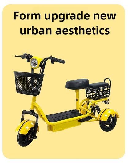 Removable Battery Elderly Leisure Bicycle Small Folding Adult Electric Tricycle with Basket 3 Seats Commuting Electric Scooter