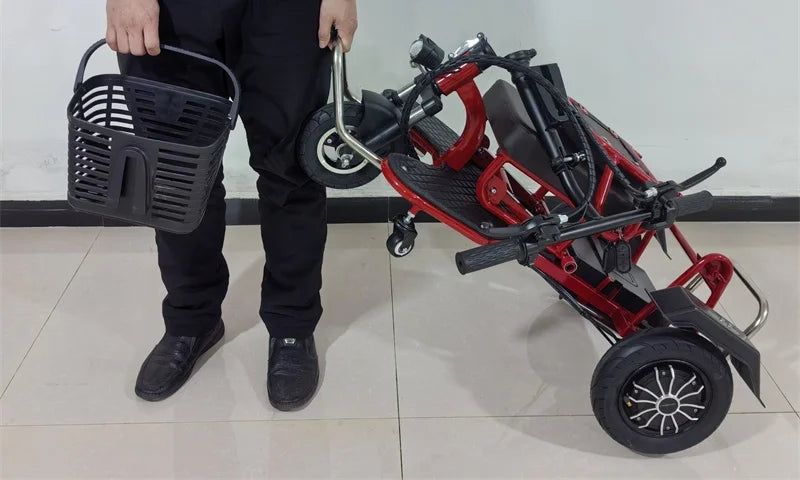 700W Powerful 3 Wheel Mobility Scooter With Seat For Elderly Folding Double Motor Electric Scooter With Pull Rod Luggage Travel