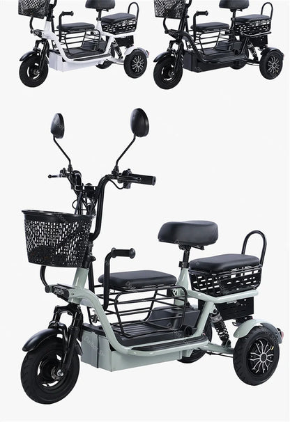 3 Seater Parent Child Electric Scooter 3 Wheel Foldable Baby Seat For Long Distance 800w 48v Mini Electric Tricycle For Women