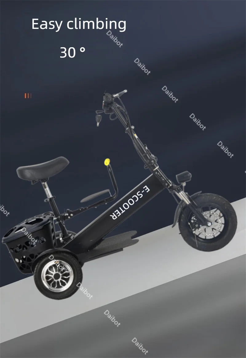 Lightweight Mobility Scooter Foldable With Basket For Adults Electric Scooter Senior Triple Shock Absorption 500W Trike 2 Seats