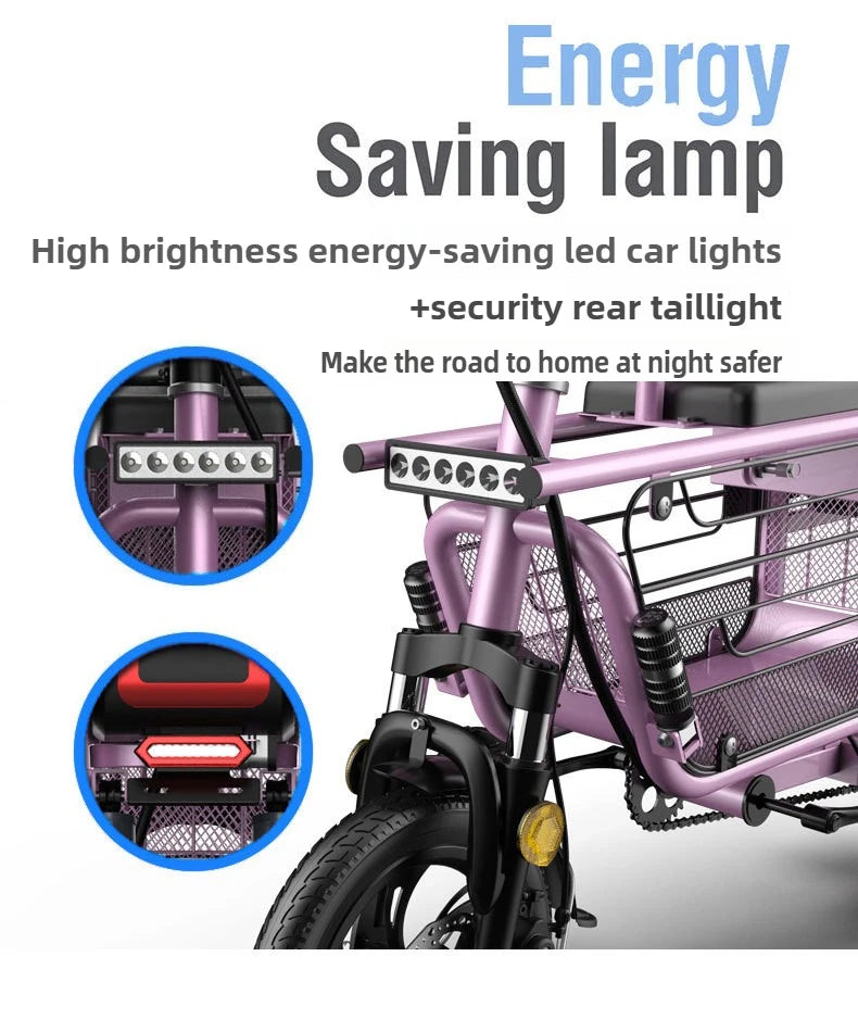 12 Inches Electric Bicycle Anti-theft Leisure Long Life Electric Bike Adult Commuting Removable Lithium Battery Mobility Scooter