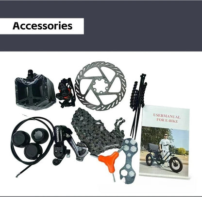 500W Electric Tricycle 20*4.0 Snow Fat Tire 48V13Ah Removable Lithium Battery Three Wheel E Trike with Front &Rear Cargo Baskets