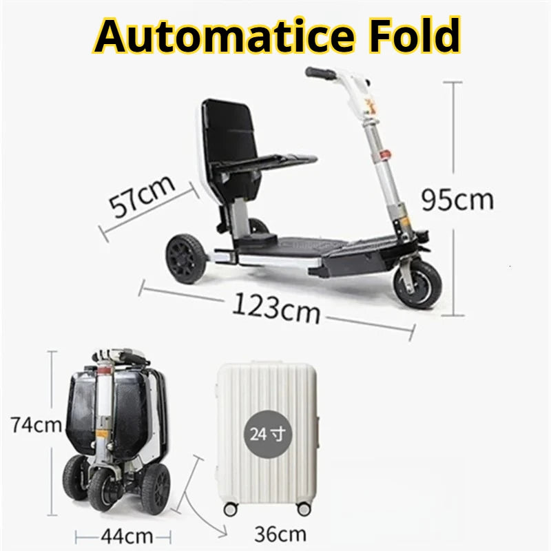 3 Wheel Disability Electric Automatic Folding Removable Battery Adult Small Mobility Scooter Elderly Commuting Electric Tricycle