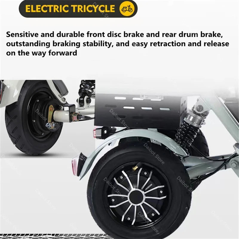 3 Seater Parent Child Electric Scooter 3 Wheel Foldable Baby Seat For Long Distance 800w 48v Mini Electric Tricycle For Women