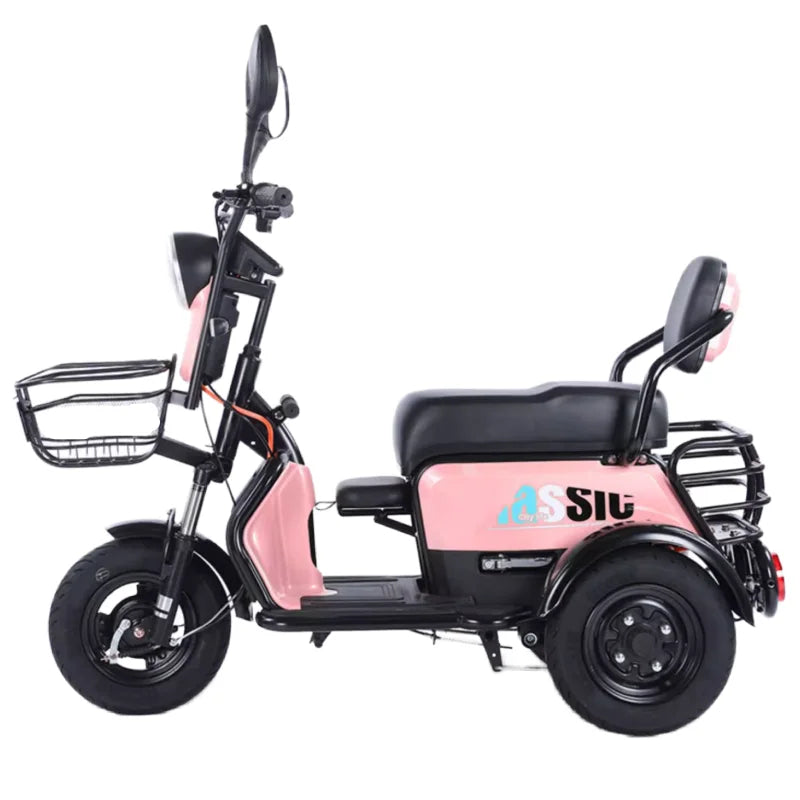 New 2024 Long Range Parents Child Electric Scooter 2 Seats 60V 1000W Powerful Adult Electric Tricycle 3 People For The Elderly