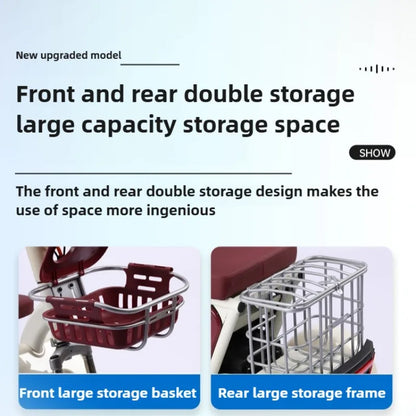 Large Capacity Basket 600W High Power Adult Flowing Electric Tricycle Household Elderly Leisure Small Disabled Mobility Scooter