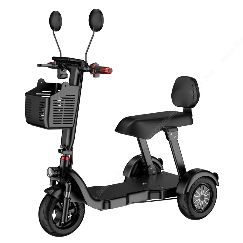 1000W 48V Small Mobility Scooter 3 Wheels Foldable For Elderly 2 Seater Mini Electric Tricycle Parent Child Adult With Basket