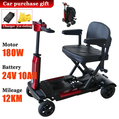 4 Wheel Small Lightweight Lithium Battery Mobile Scooter Adult Electric Scooter Disabled People Electric Folding Commuting Fold