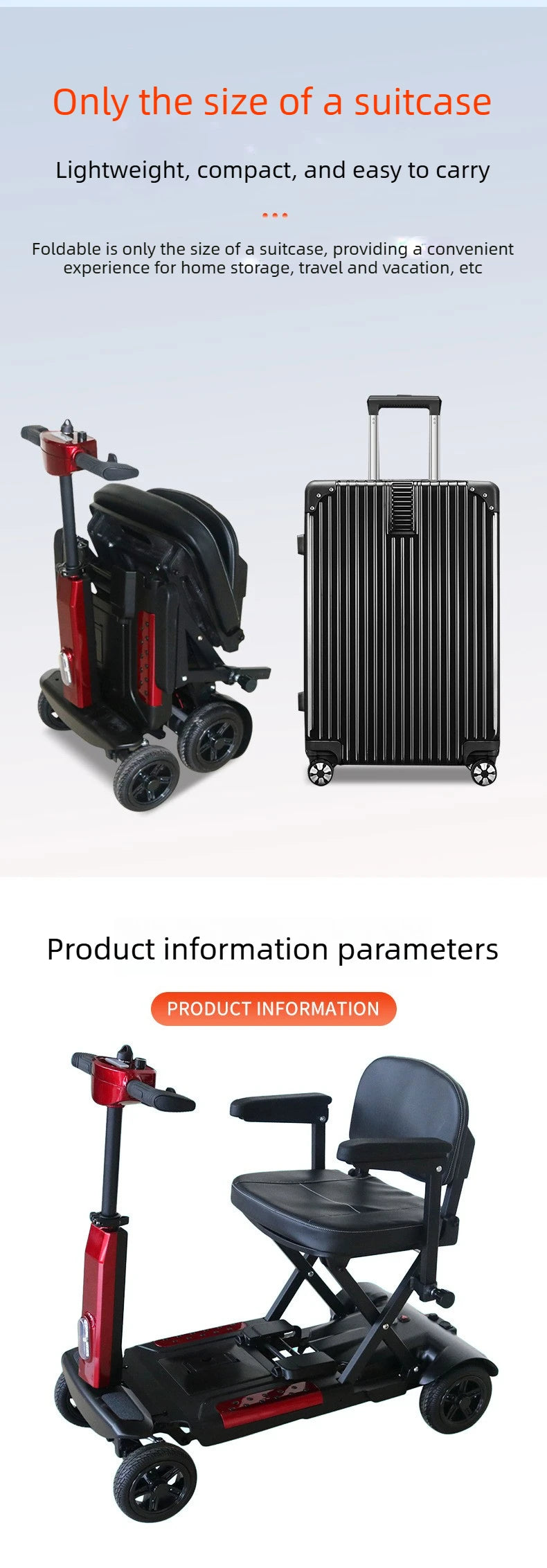 4 Wheel Small Lightweight Lithium Battery Mobile Scooter Adult Electric Scooter Disabled People Electric Folding Commuting Fold