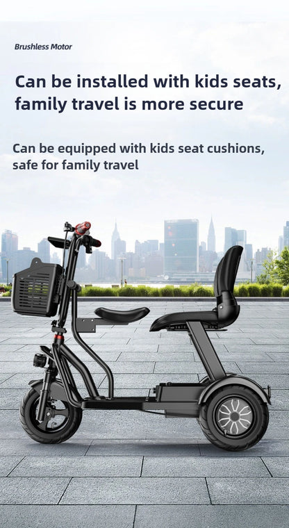Disabled Commuting Mobility Scooter Mini Small Elderly Leisure Electric Bike Folding Removable Lithium Battery Electric Tricycle