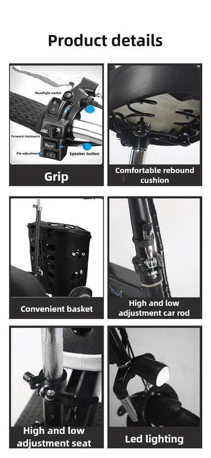 Removable Lithium Battery Electric Tricycle Folding Electric Scooter Mini Small Commuting Disabled With Basket Mobility Scooter