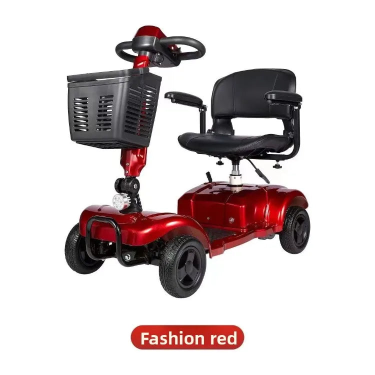 Mobility Scooter 4-Wheel Intelligent Scooter Household Elderly Electric Scooter Foldable Portable Disabled Comfortable Seat Fold