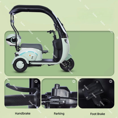 Powerful Electric Tricycle For Adults With Back Seat/Shed 1000W 3 Wheel Electric Mobility Scooter For Senior Battery Removable