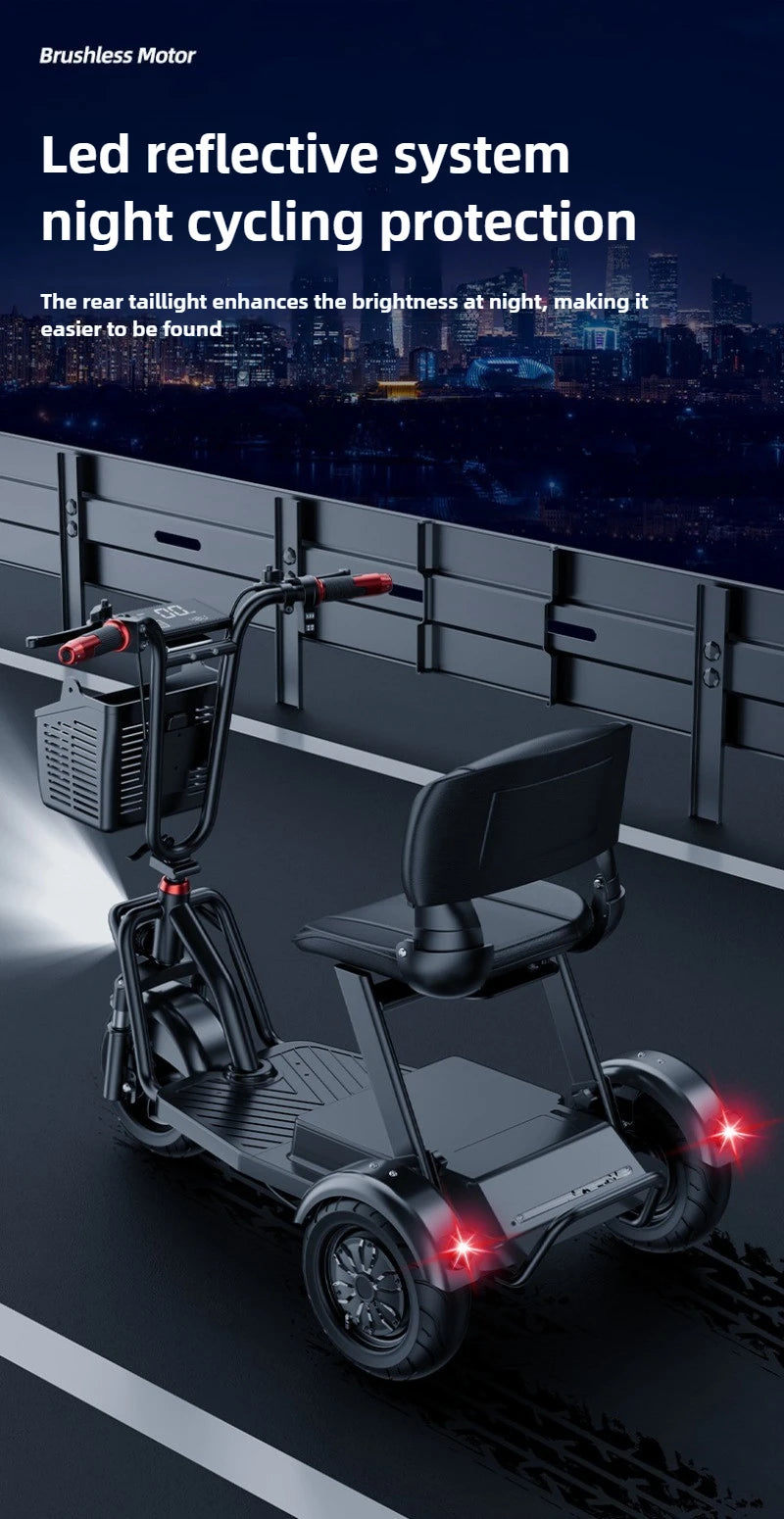 Disabled Commuting Mobility Scooter Mini Small Elderly Leisure Electric Bike Folding Removable Lithium Battery Electric Tricycle