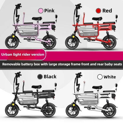 12 Inches Electric Bicycle Anti-theft Leisure Long Life Electric Bike Adult Commuting Removable Lithium Battery Mobility Scooter