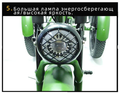 750W Electric Tricycle 24" 7-Speed Fat Tire E Trike 48V18AH Lithium Battery Heavy Duty Cargo Three Wheel Bike For Adults 200KG