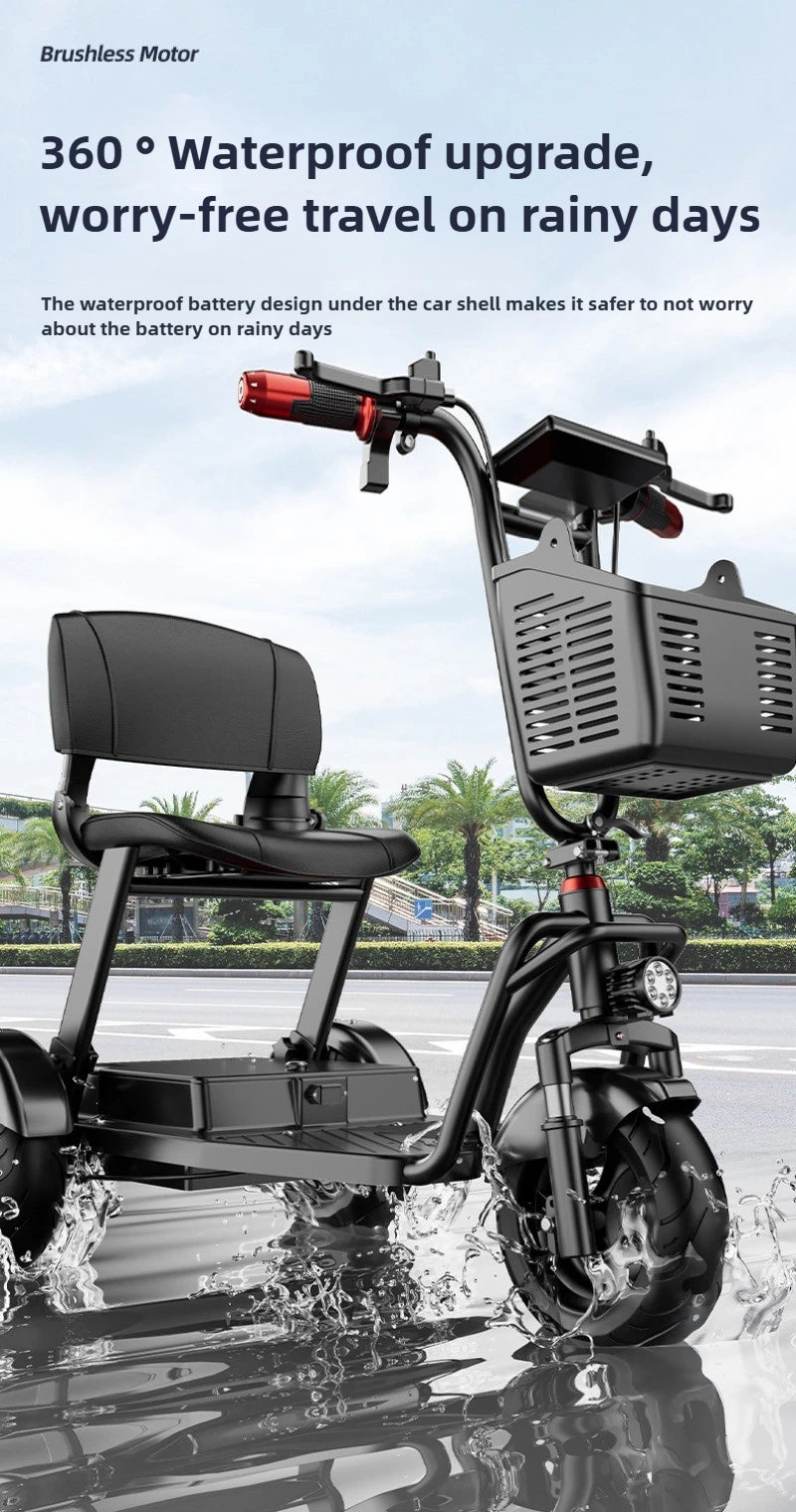 Disabled Commuting Mobility Scooter Mini Small Elderly Leisure Electric Bike Folding Removable Lithium Battery Electric Tricycle