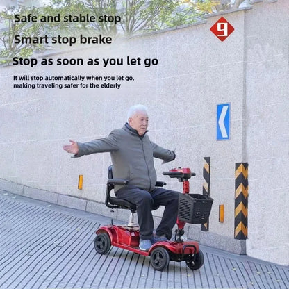 Mobility Scooter 4-Wheel Intelligent Scooter Household Elderly Electric Scooter Foldable Portable Disabled Comfortable Seat Fold